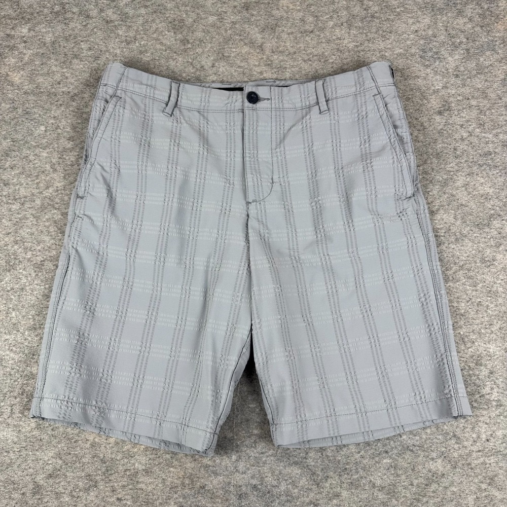 Tommy Bahama Plaid Shorts 10" Nylon Stretch Pockets Gray Mens 32